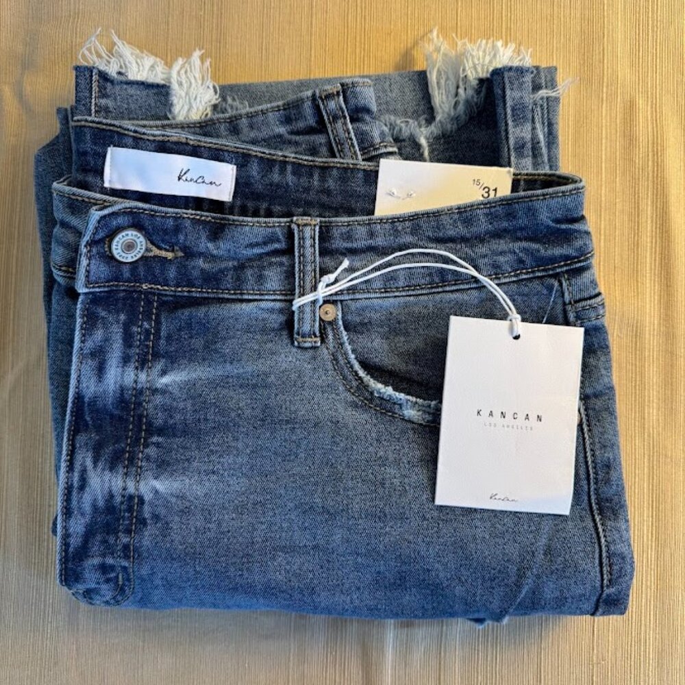 Kan Can - Terry High Rise Slim Wide Leg Jean